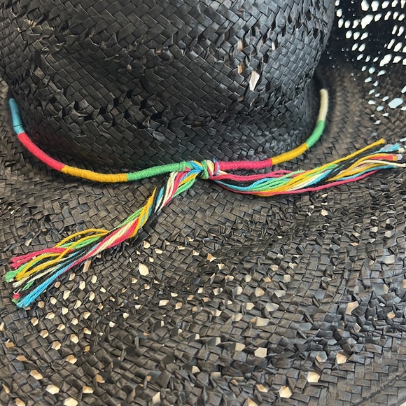 San Diego Hat Company Black Straw Hat w/ Rainbow Band, NWT! - Picture 3 of 3